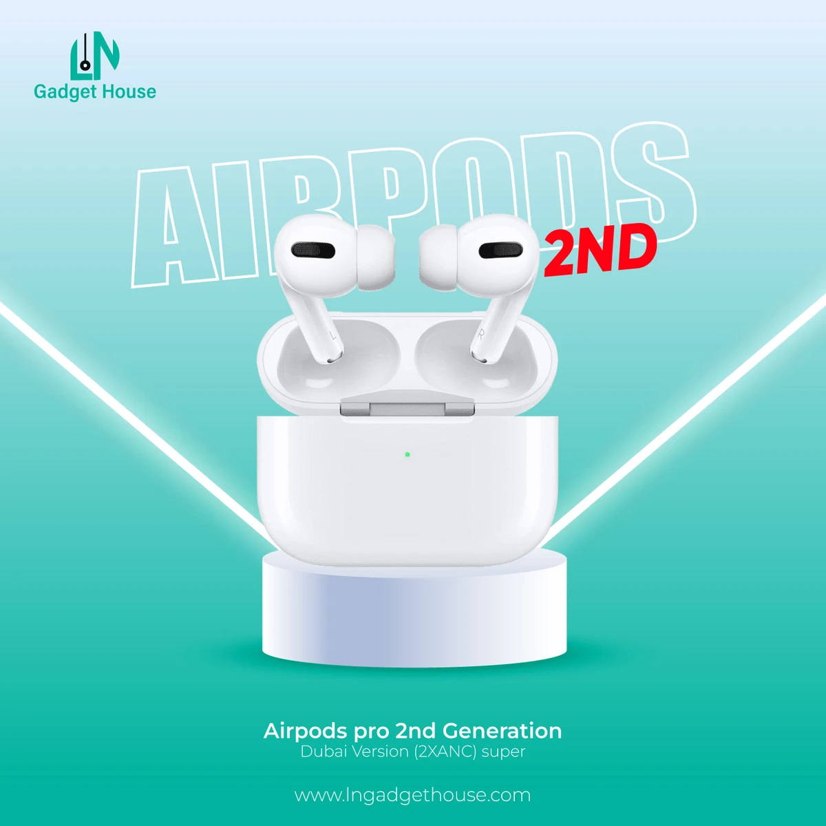 Airpods 2nd Generation ANC TWS Noise Cancelling Earbuds Compatible with Apple iPhone