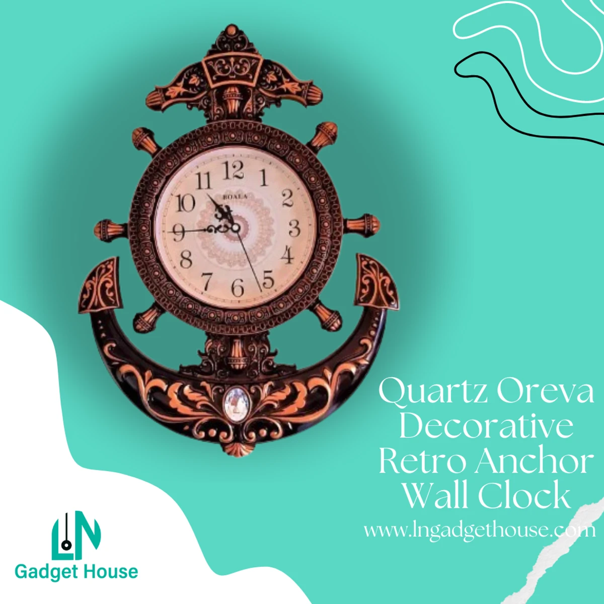 Quartz Oreva Decorative Retro Anchor Wall Clock