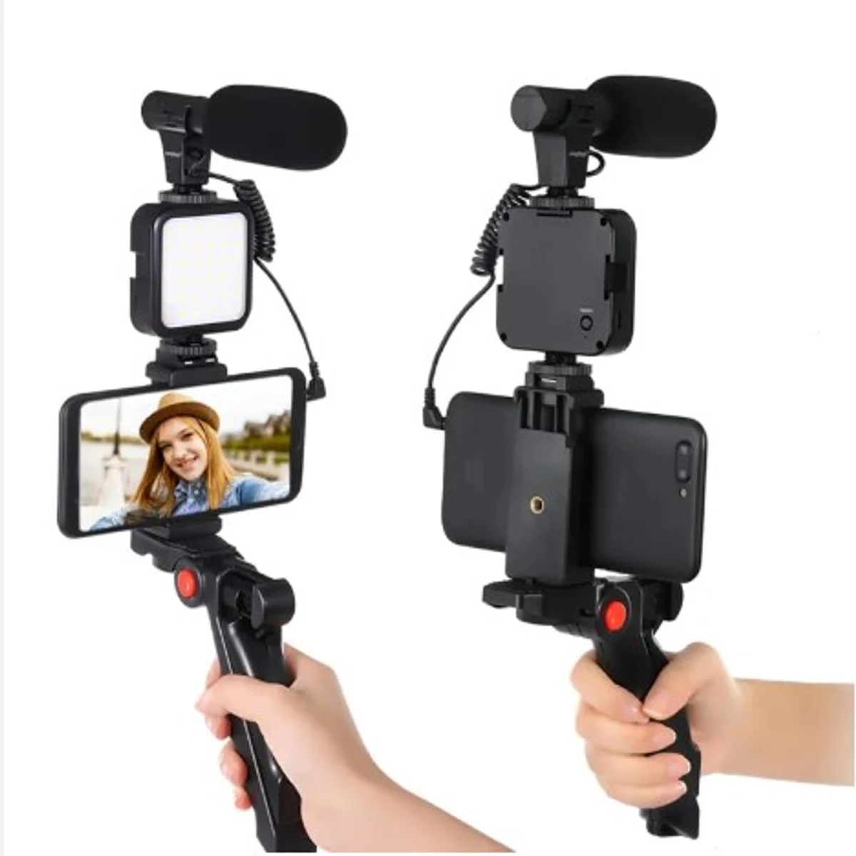 AY-49 Phone Vlog Tripod Vlogging Kit with Microphone, LED Light, and Remote Control - All-in-One Vlogging Kit