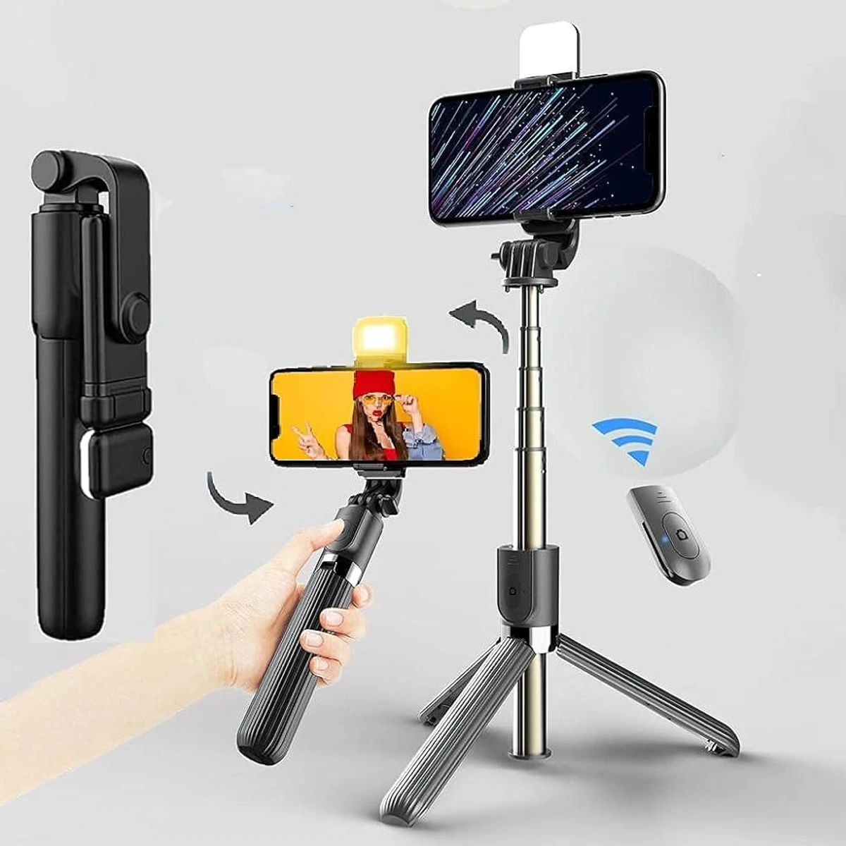 R1S Selfie Stick Wireless Remote With Fill Light