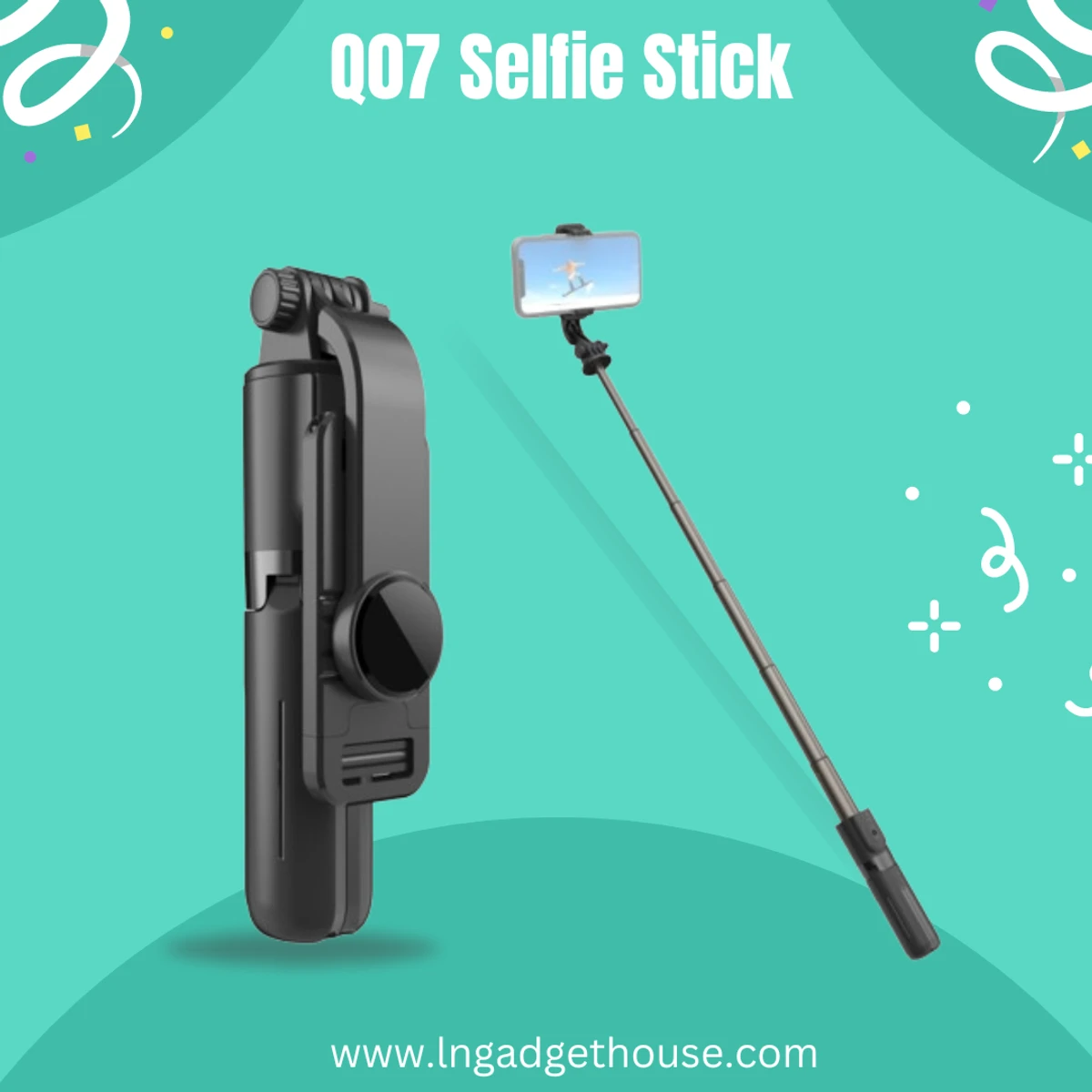 Q07 Bluetooth Selfie Stick And Bluetooth Remote Control (Without Light)