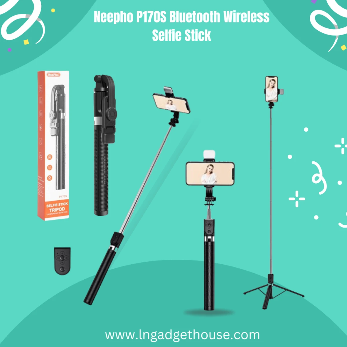 Neepho P170S Bluetooth Wireless Selfie Stick