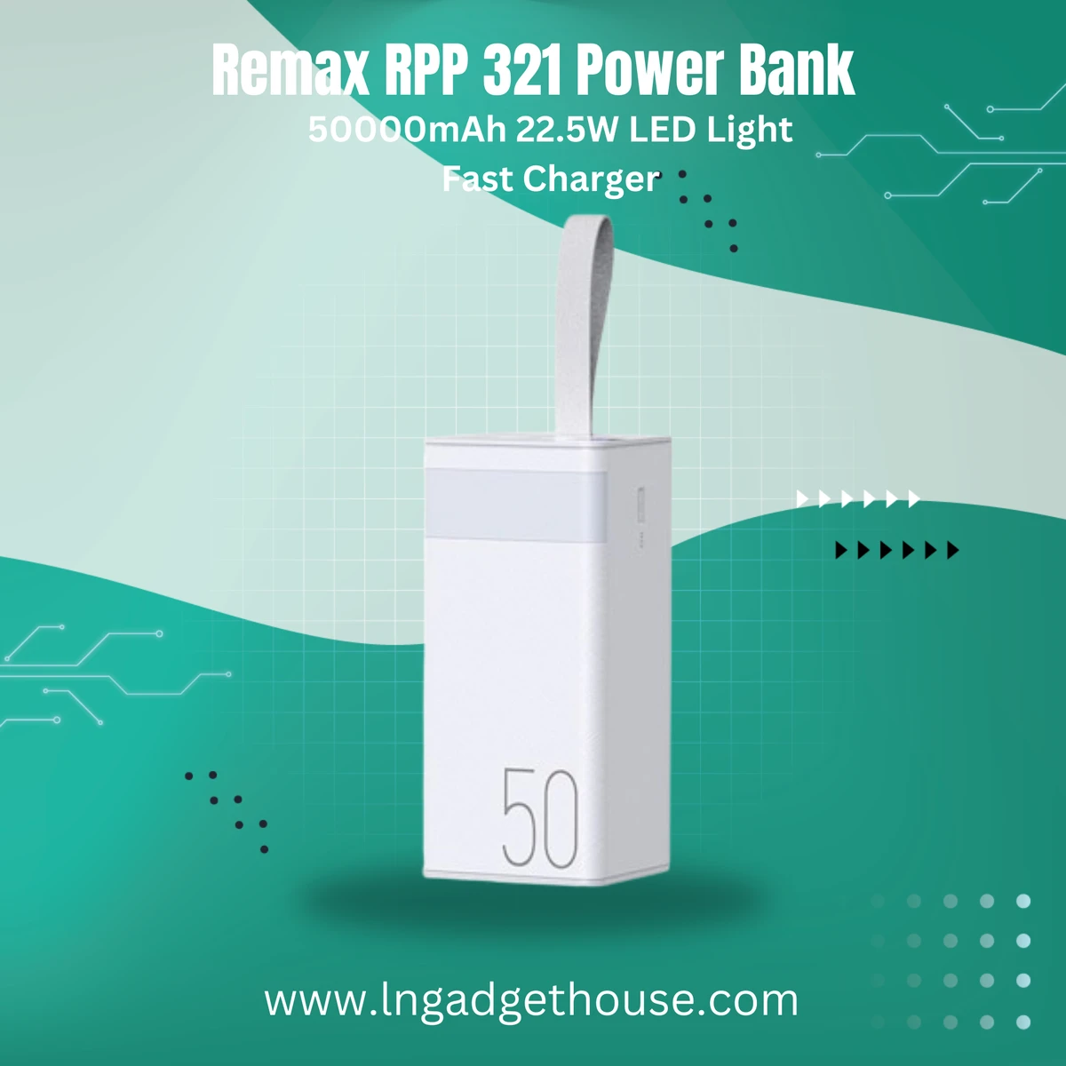 Remax RPP 321 Power Bank 50000mAh 22.5W LED Light Fast Charger