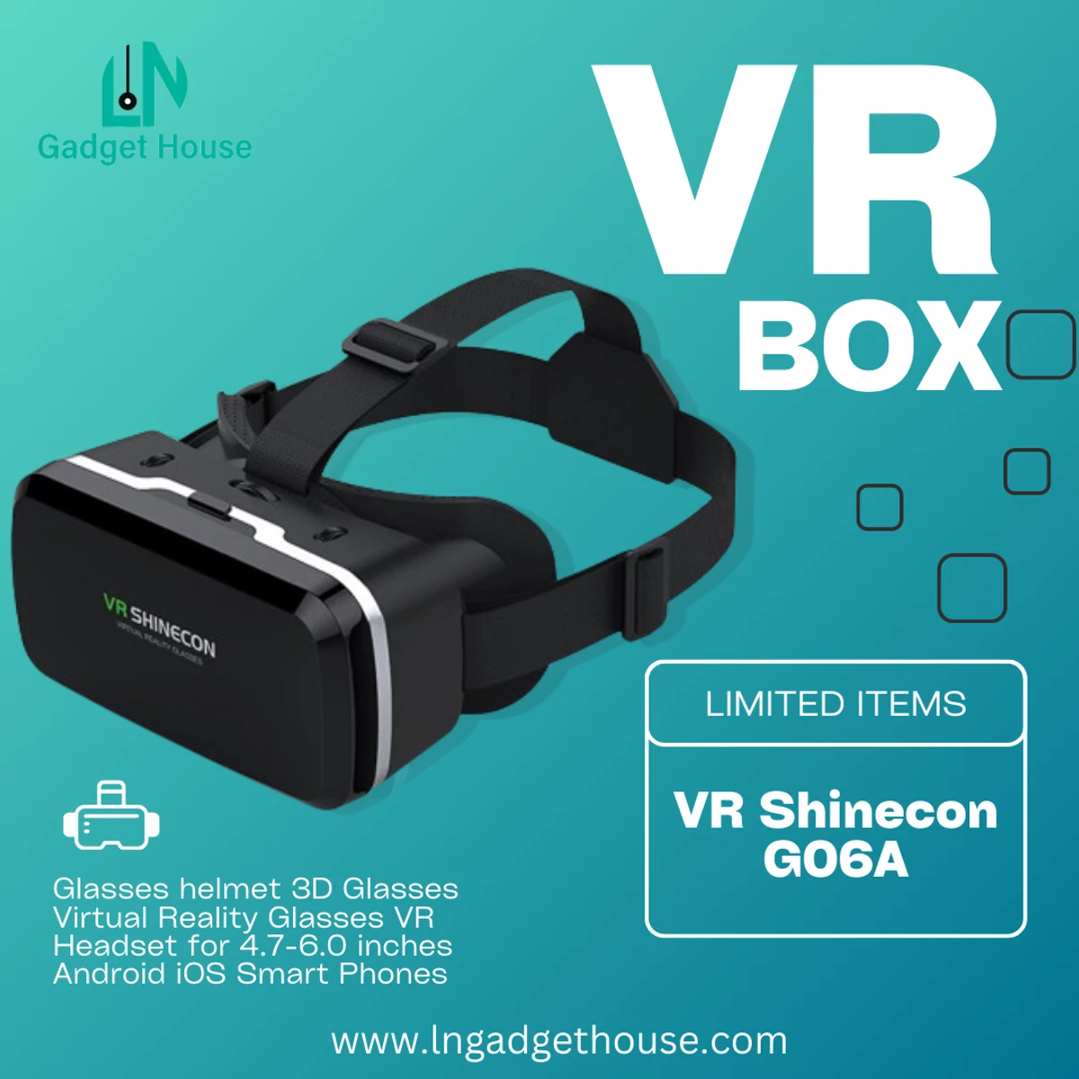 VR Shinecon G06A VR Glasses helmet 3D Glasses Virtual Reality Glasses VR Headset for 4.7-6.0 inches Android iOS Smart Phones