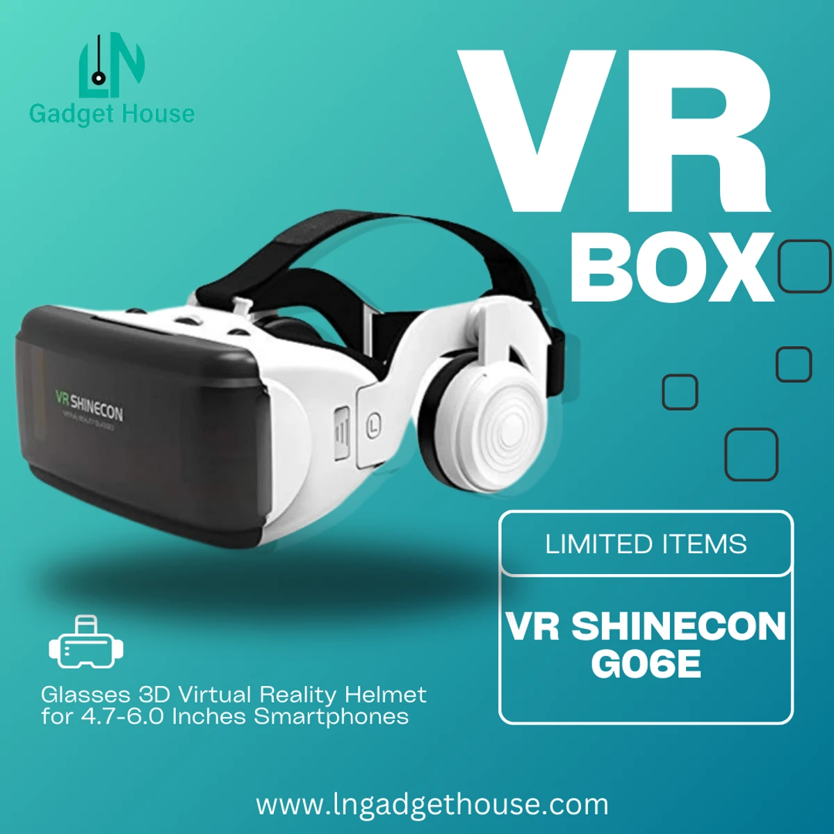 VR SHINECON G06E Mini 3D Glasses Virtual Reality with Headphone