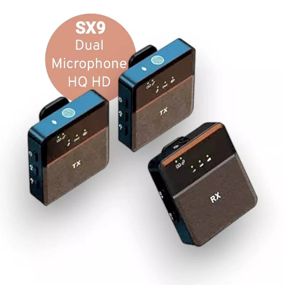 SX9 Dual Mini Wireless Microphone For Type C & 3.5 Interface (1:2)