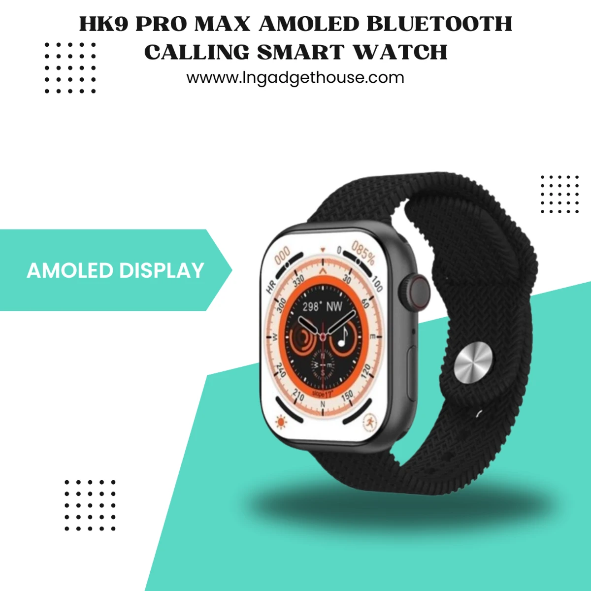 HK9 Pro MAX AMOLED Bluetooth Calling Smart Watch