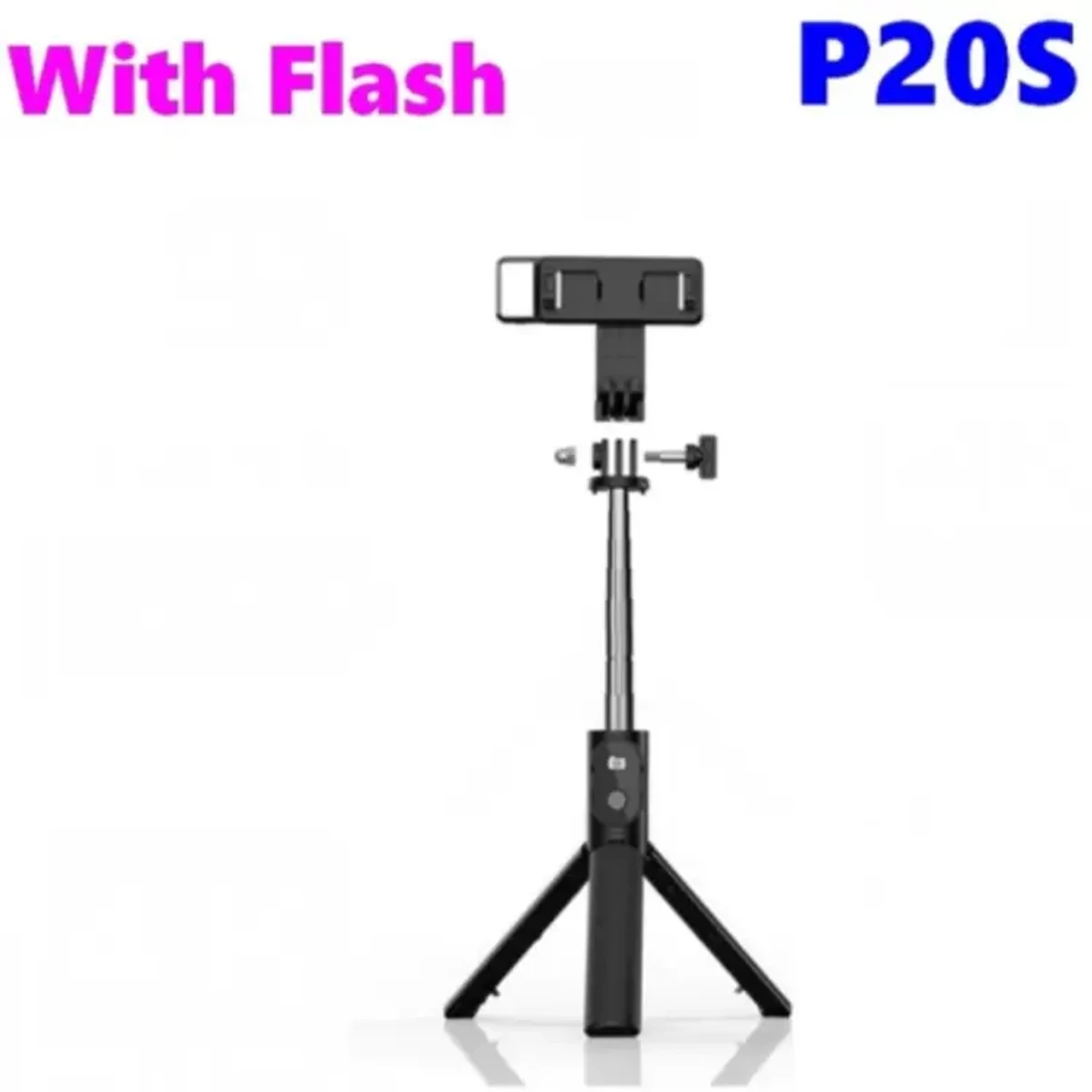 P20S Selfie Stick Foldable Mini Tripod with Fill Light Bluetooth Remote