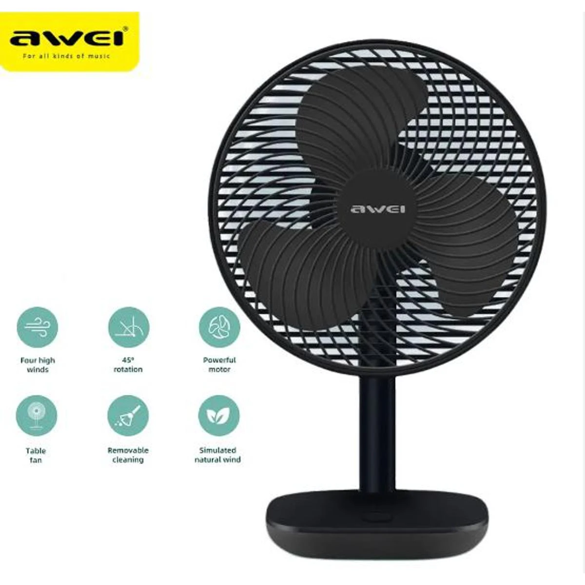 Awei F23 Mini Portable USB Rechargeable Desk Fan