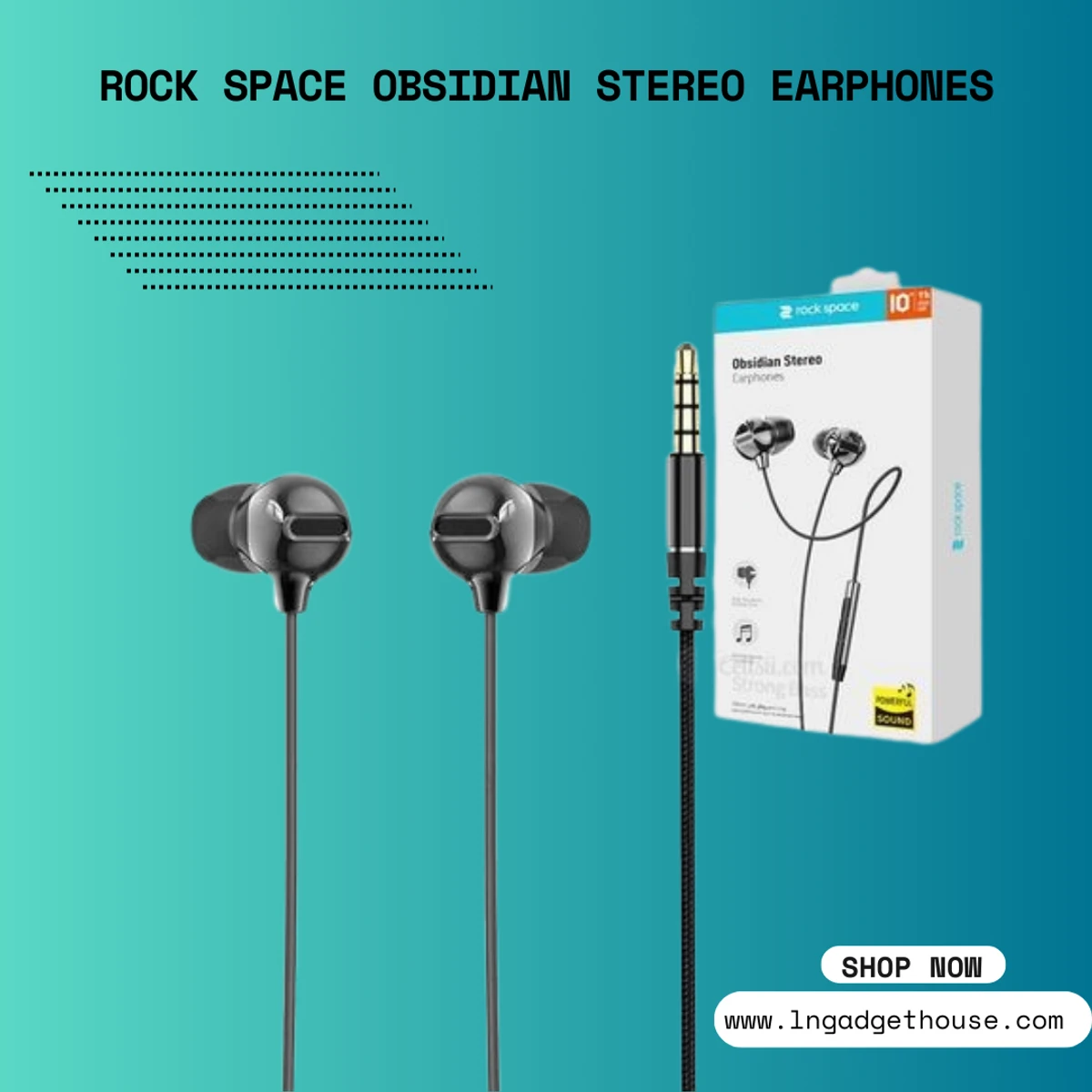 Rock Space Obsidian Stereo Earphones