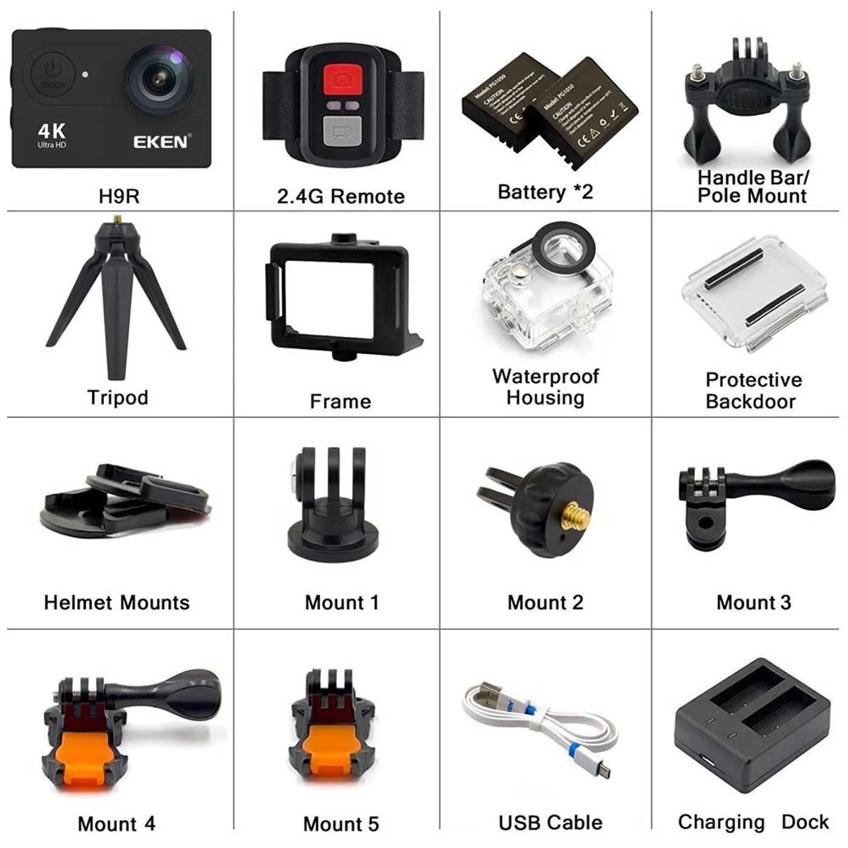 EKEN H9R Action Camera + All Accessories