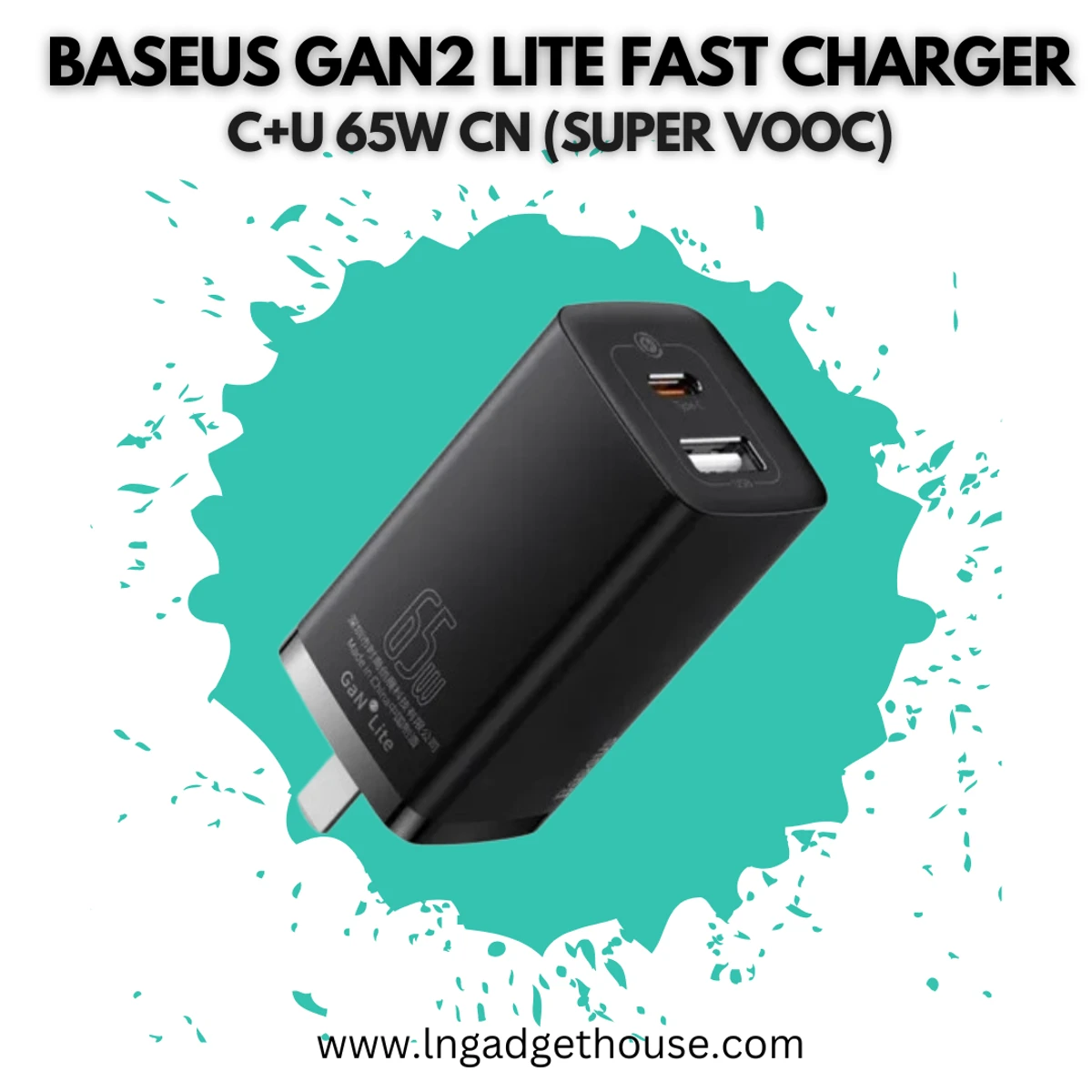 Baseus GaN2 lite Fast Charger C+U 65W CN (SUPER VOOC)