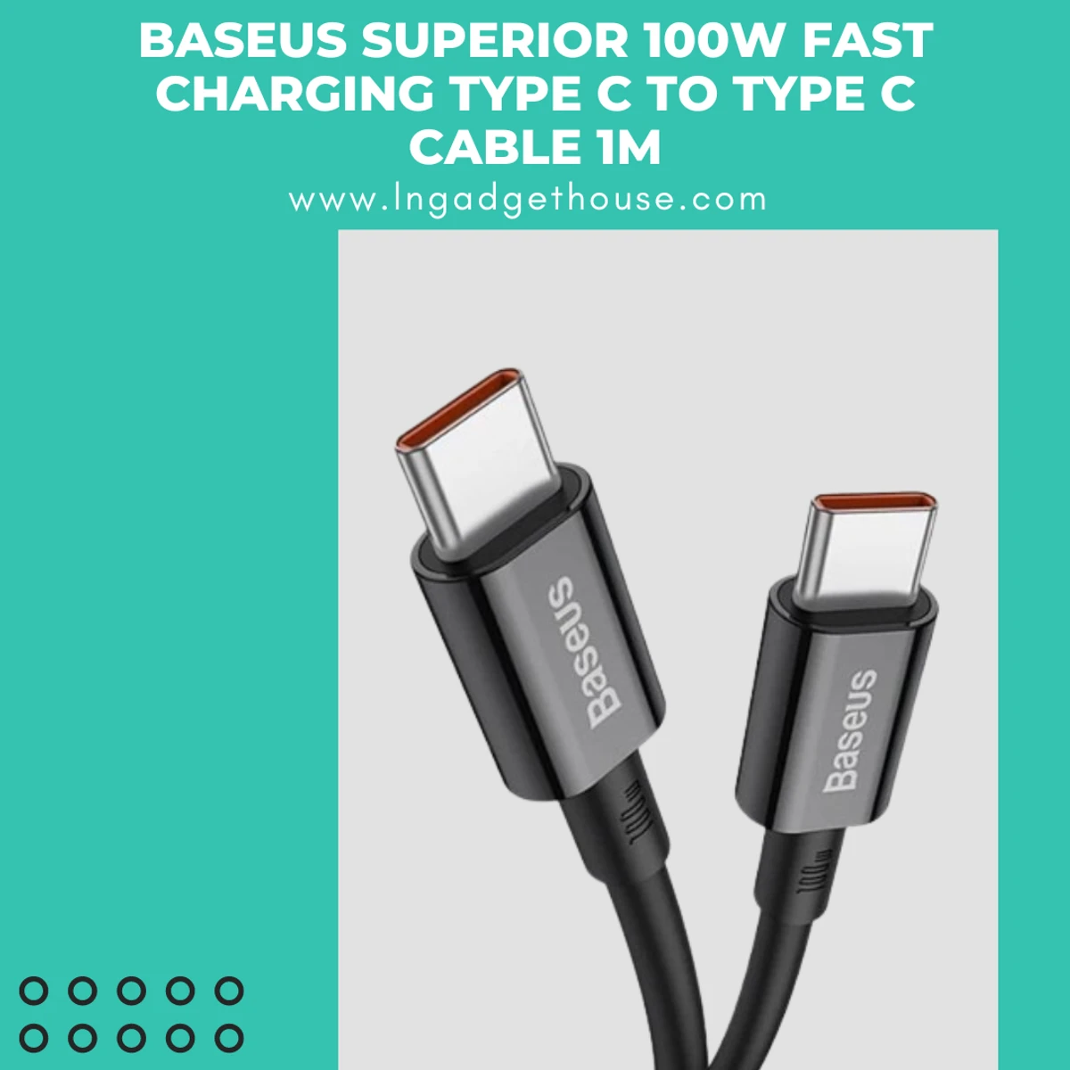 BASEUS SUPERIOR 100W FAST CHARGING TYPE C TO TYPE C CABLE 1M