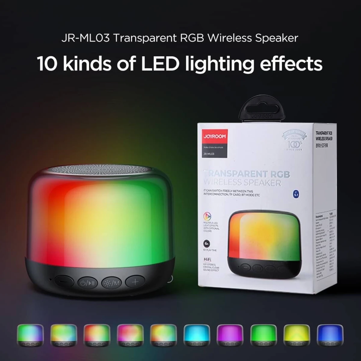 Joyroom JR-ML03 Transparent Wireless Speaker With RGB Light