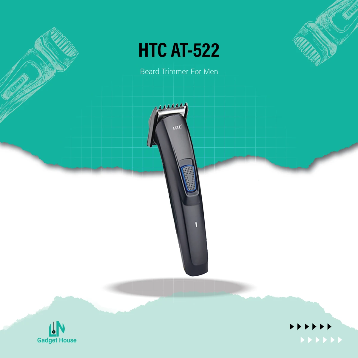 Htc At-522 Rechargeable Electric Hair Clipper Low Noise Hair Trimmer Hair Cutting Machine Beard Shaver Trimer For Men