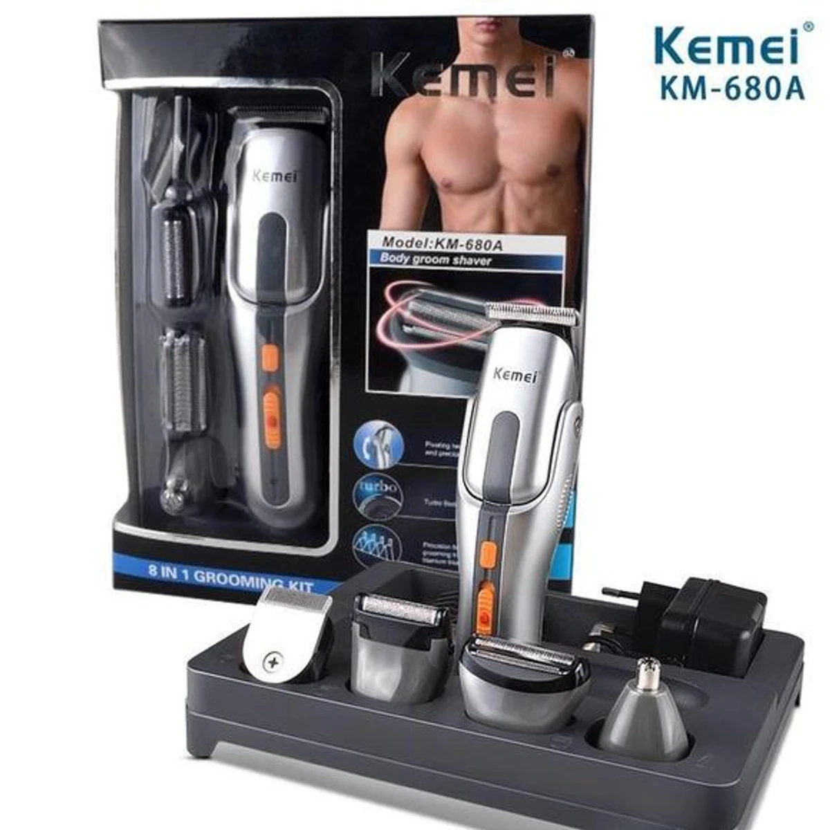 Kemei Km-680A - 8 In 1 Grooming Kit Shaver And Trimmer