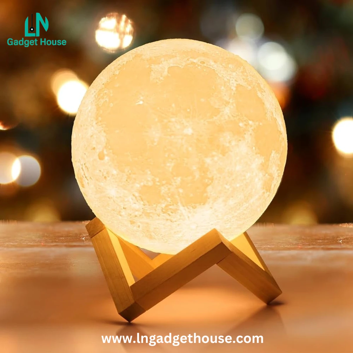 LED Moon Lamp Night Light Colors For Gifts with Wooden color Stand Moon light lamp