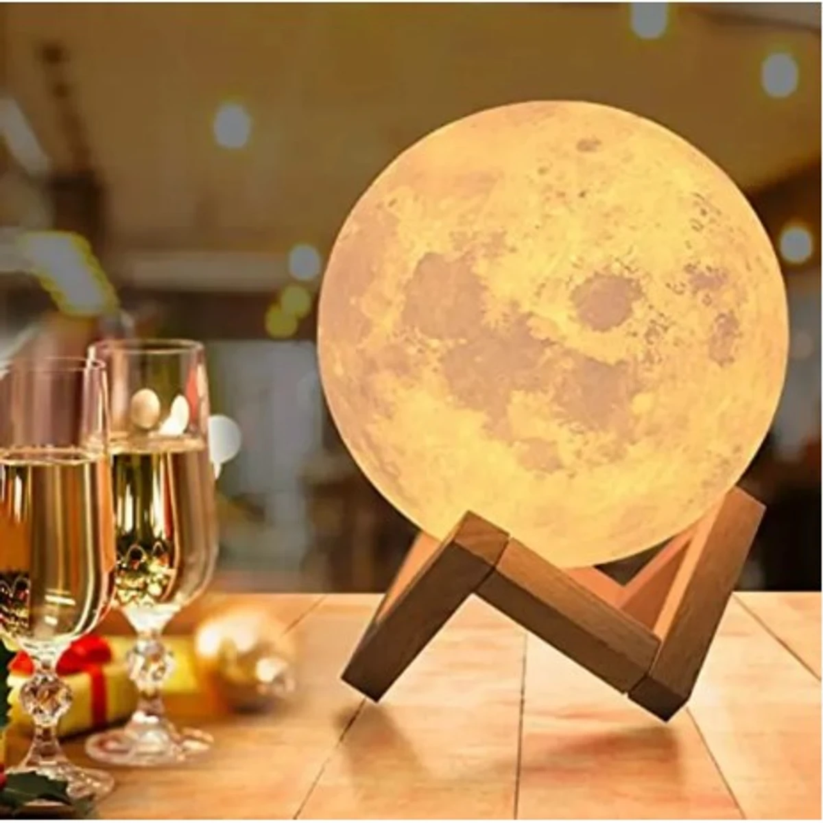 LED Moon Lamp Night Light Colors For Gifts with Wooden color Stand Moon light lamp