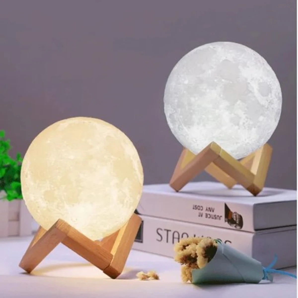 LED Moon Lamp Night Light Colors For Gifts with Wooden color Stand Moon light lamp