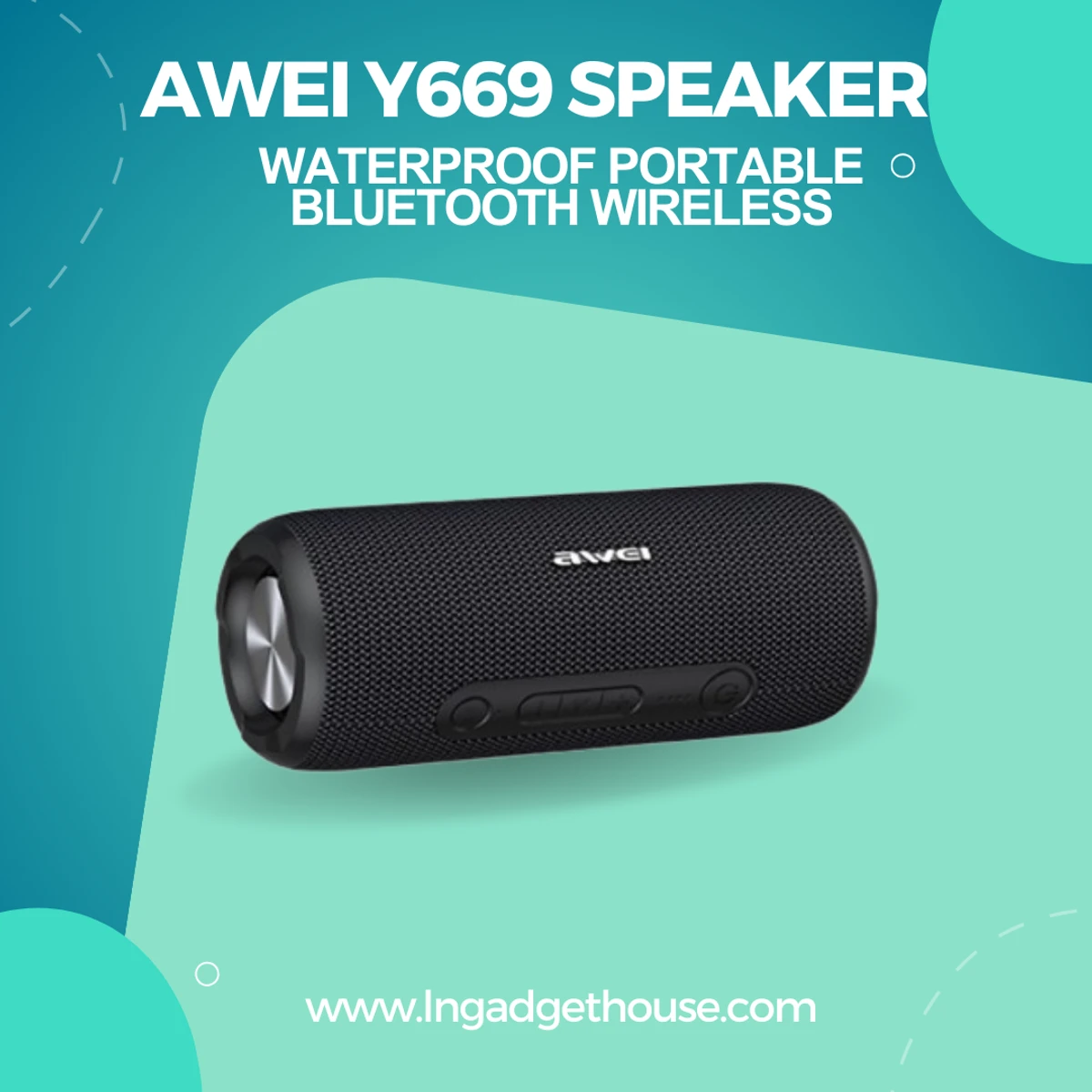 Awei Y669 Outdoor Tws Waterproof portable bluetooth wireless iPX7 Speaker - Black