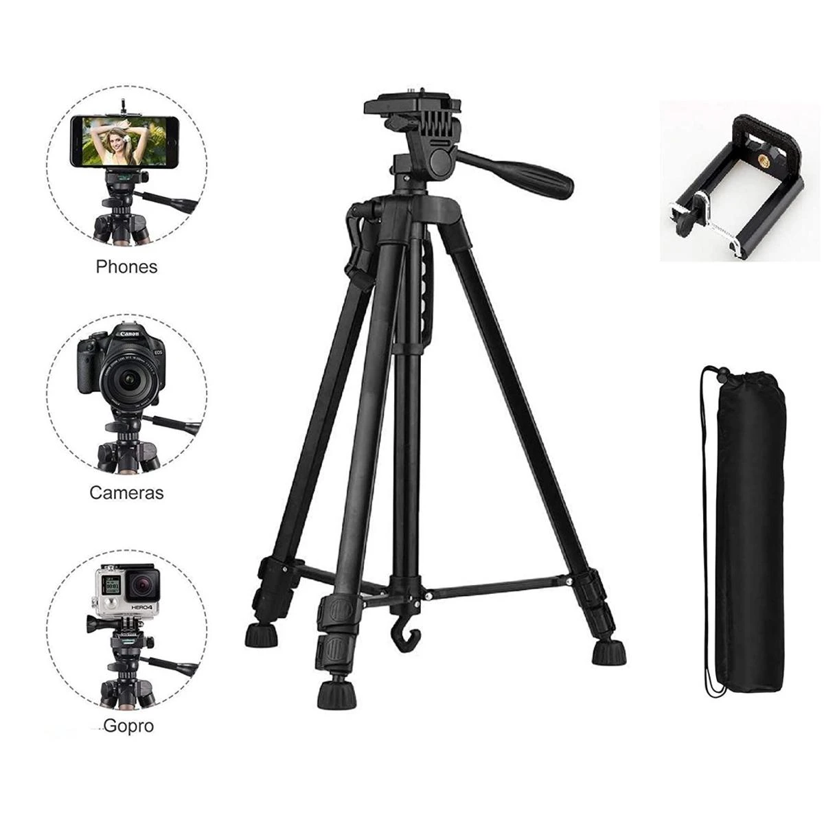 3366 Aluminum Tripod 55-Inch For Mobile And Camera