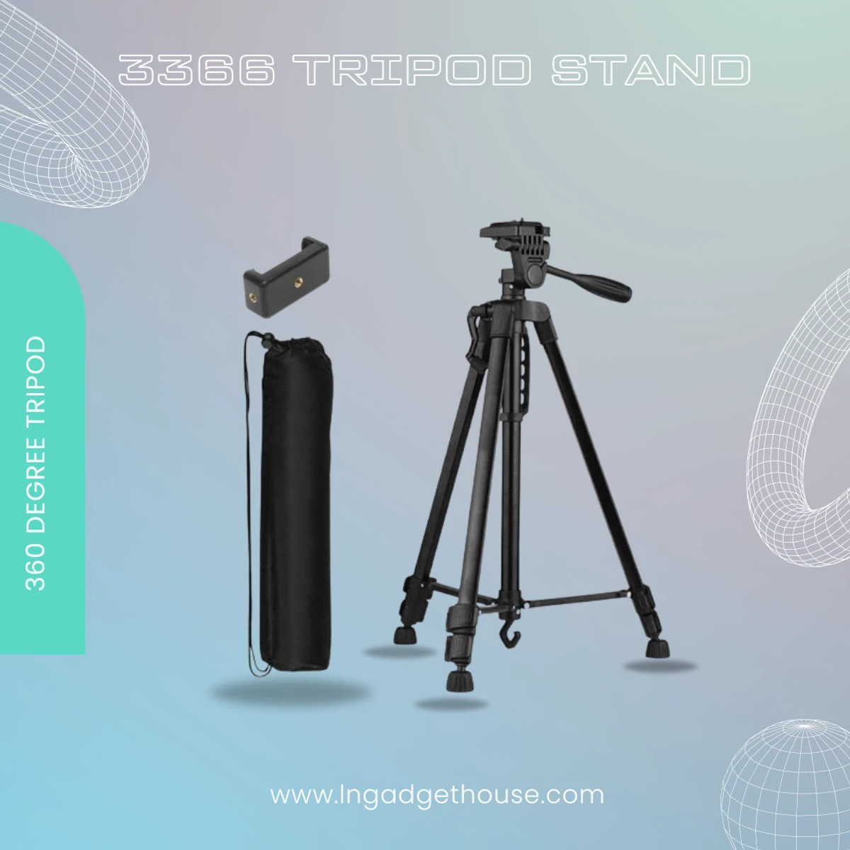 3366 Aluminum Tripod 55-Inch For Mobile And Camera