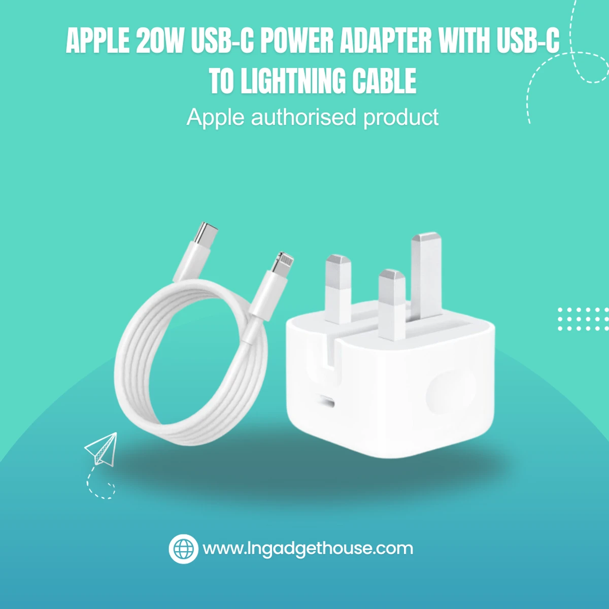 Apple 20W USB-C Power Adapter with USB-C to Lightning Cable