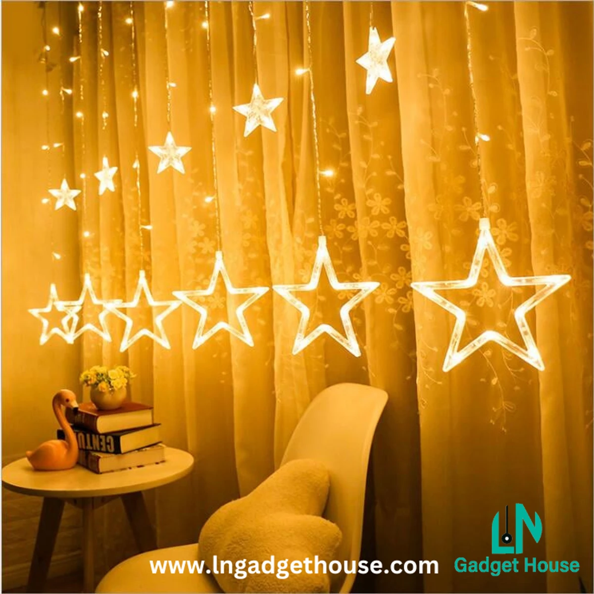 Big Shape Star Fairy String Light for Curtains- 16 feet, 6 Big Star, 6 Small Star