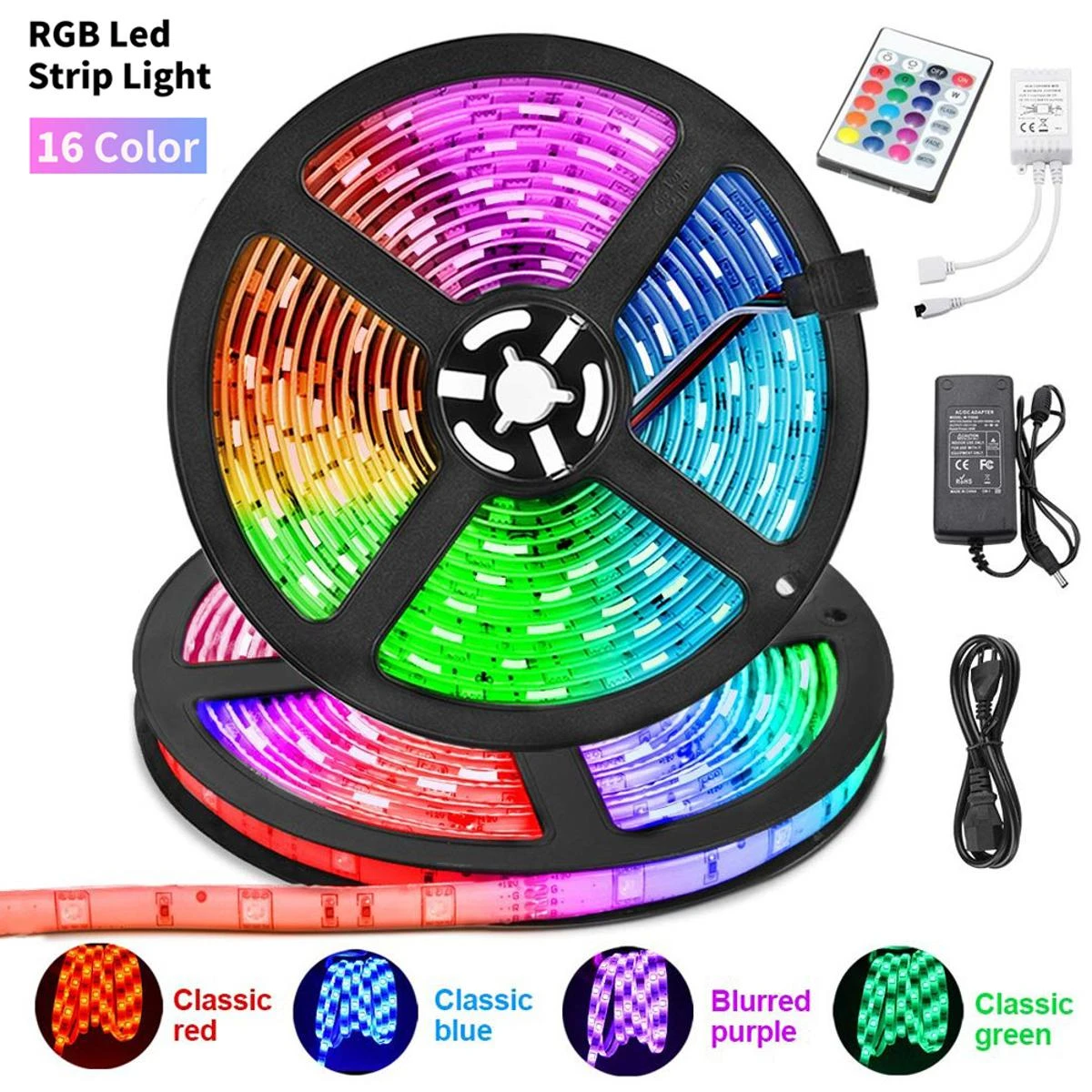 High Quality SMD 2835 DC 12V LED Strip Light with Remote 5 Meters RGB Color Special Lights for Ceiling Decoration