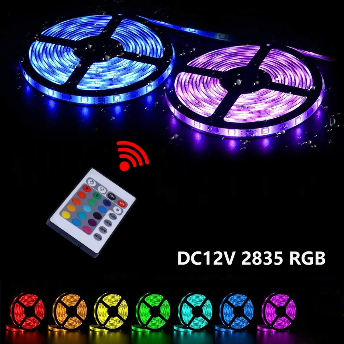 High Quality SMD 2835 DC 12V LED Strip Light with Remote 5 Meters RGB Color Special Lights for Ceiling Decoration